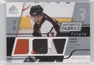 2008-09 SP Game Used Edition Platinum /10 Simon Gagne #3AF-GA Triple Patch