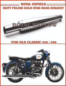 Fit for Royal Enfield Matt Polish Gold Star Boar Exhaust for Old Classic 350/500 - Picture 1 of 2