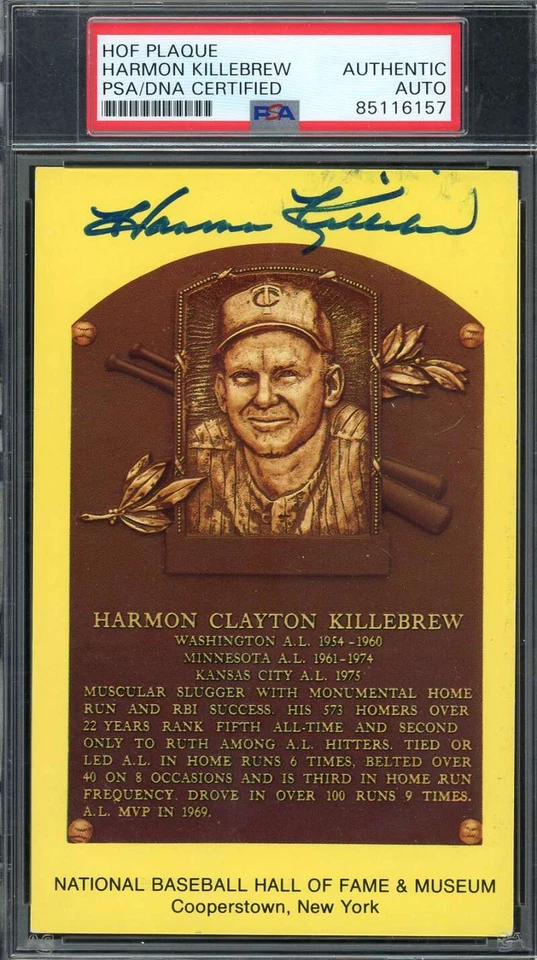 Harmon Killebrew PSA DNA Coa Signed Gold Hall of Fame Plaque Autograph - Image 1 of 1