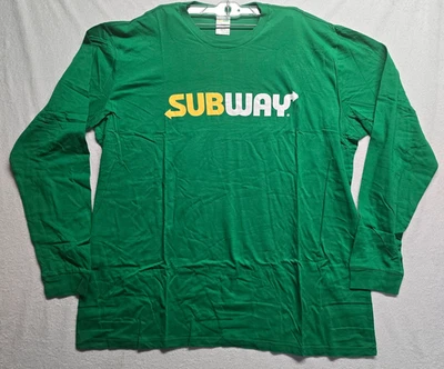 Camiseta Subway Verde Manga Larga 3XL 100% Algodón Nueva En Paquete Foto 1 de 4