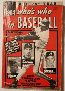 1994 Who's Who in Baseball - Bonds Mcdowell Thomas Maddux on Cover - Picture 1 of 3