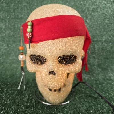 Disney Pirates Of The Caribbean 8" Skull Lamp Night Light Halloween Melted Glue - Image 1 of 4