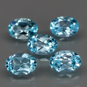 Ovalado 7x5mm. ¡Color encantador y limpio! Topacio azul suizo Brasil 5 piezas / 4,74 quilates - Imagen 1 de 6