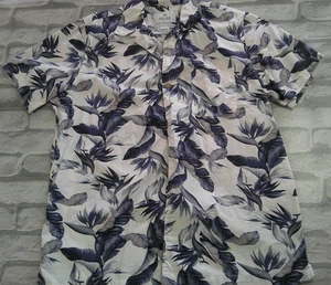 28 Palmen Herren Hawaii Hemd L blau weiß Paradiesvogel Knopfleiste Urlaub - Bild 1 von 9