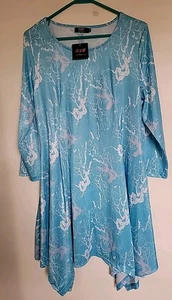 R&B Collection Women's Liquid Knit Dress 3/4 Sleeve Blue/White Size XL NEW - Picture 1 of 3