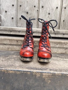 Red Genuine Leather New Rock High Heel Ankle Boots Stiletto UK7/8 EU 41 - Picture 1 of 10