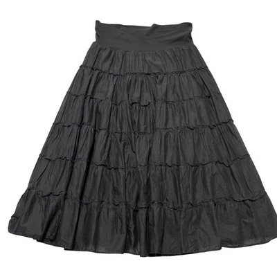 Style & Co Skirt Womens LP Black Tiered Layered Broomstick Midi Boho Hippie - Image 1 of 4
