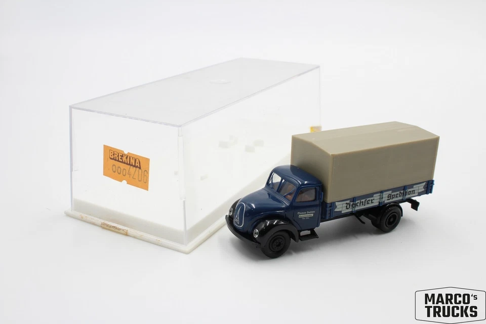 Brekina Magirus S 4500 flatbed/tarpaulin “Dachser Spedition” no. 4206 1:87 /BR81 - Image 1 of 1