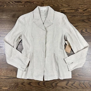 Coldwater Creek Jacket Womens 4 Beige 100% Linen Blazer Lightweight Casual NWT - Picture 1 of 11