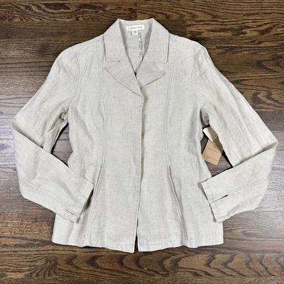 Coldwater Creek Jacket Womens 4 Beige 100% Linen Blazer Lightweight Casual NWT - Image 1 of 4