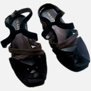 PRADA MILANO ITALY GRÖßE 40. GUTER ZUSTAND SANDALE SCHWARZ WILDLEDER  - Bild 1 von 12
