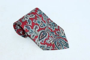 Oscar De La Renta 100% Silk Tie Blue Green Red Paisley Business Preppy Standard - Picture 1 of 8