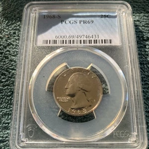 1968 S Washington Quarter 25C PCGS PR69 - Picture 1 of 5