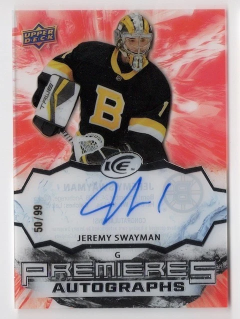 2021-22 Upper Deck Ice Ice Premieres Autograph Auto #IPA-JS Jeremy Swayman 50/99 - Image 1 of 2