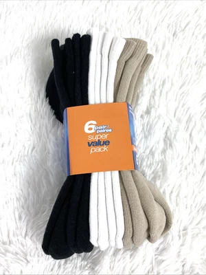 Paquete de 6 pares de calcetines de golf FootJoy para hombre 7-12 ComfortSof negro blanco beige Foto 1 de 4