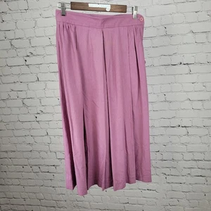 Falda midi de colección Cirage púrpura 100 % seda plisada abotonada línea A talla 12 (26x31) - Imagen 1 de 13