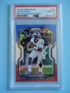 2020 Panini Prizm Football Jalen Hurts Red/White/Blue Prizm #343 PSA 10 - Picture 1 of 2
