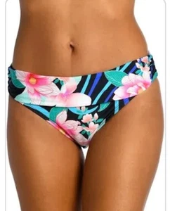 La Blanca Size 16 Nightfall Blooms Shirred Band Hipster Bikini Bottom New - Picture 1 of 7