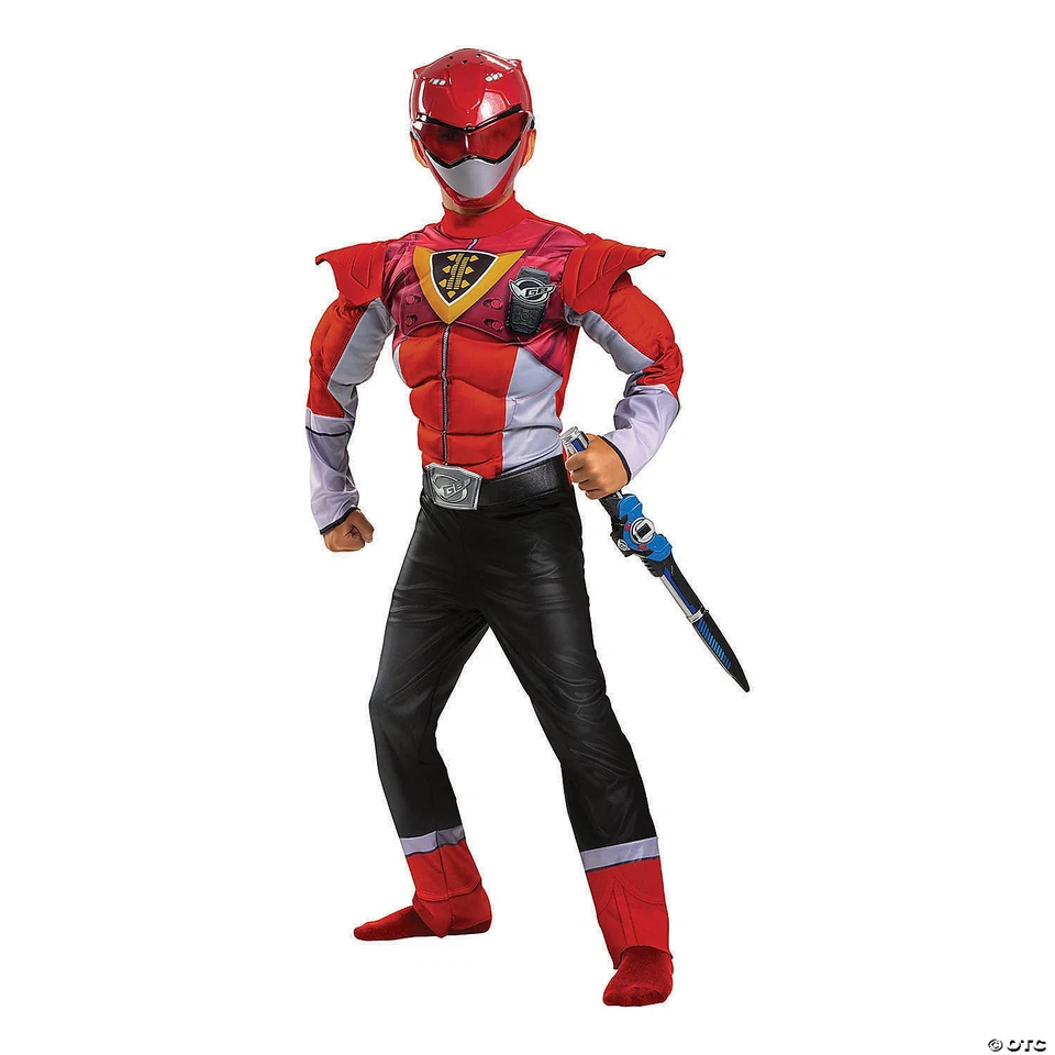 Disfraz Rojo Ranger Traje para Niños, Bestia Morphers Power Ranger Disfraz, Músculo Foto 1 de 1