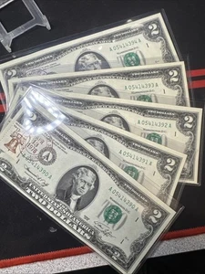 Lot Of 5 Sequential 1976 $2 Dollar Bill Stamped On 1st Day of Issue 13 Apr 1976 - Picture 1 of 12