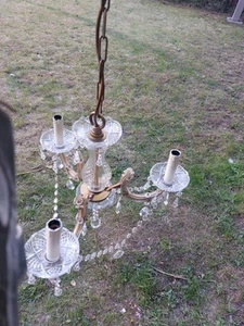 Lámpara de araña antigua Marie Theresia lámpara de cristal de 3 llamas lámpara de techo... - Imagen 1 de 5