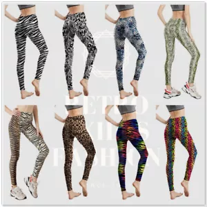 Leopard Printed Leggings Elastic Compression Push Up Pants - Picture 1 of 23