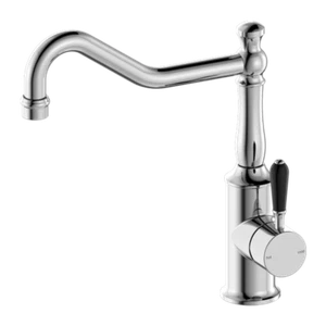 Kitchen Sink Mixer Hook Spout With Porcelain Lever Chrome York NR69210703CH Nero - Picture 1 of 3