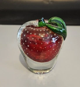 Fermacarte vetro artistico frutta mela rosso verde trasparente ufficio scrivania insegnanti regalo - Foto 1 di 6