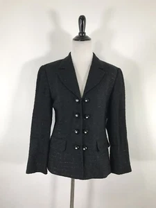 Cache boucle sparkle stripe Metallic black blazer jacket 8 - Picture 1 of 9