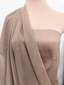 CHIFFON SHEER FABRIC SWISS COFFEE /TAN   60" BY THE YARD, FORMAL, BRIDESMAIDS - Picture 1 of 1