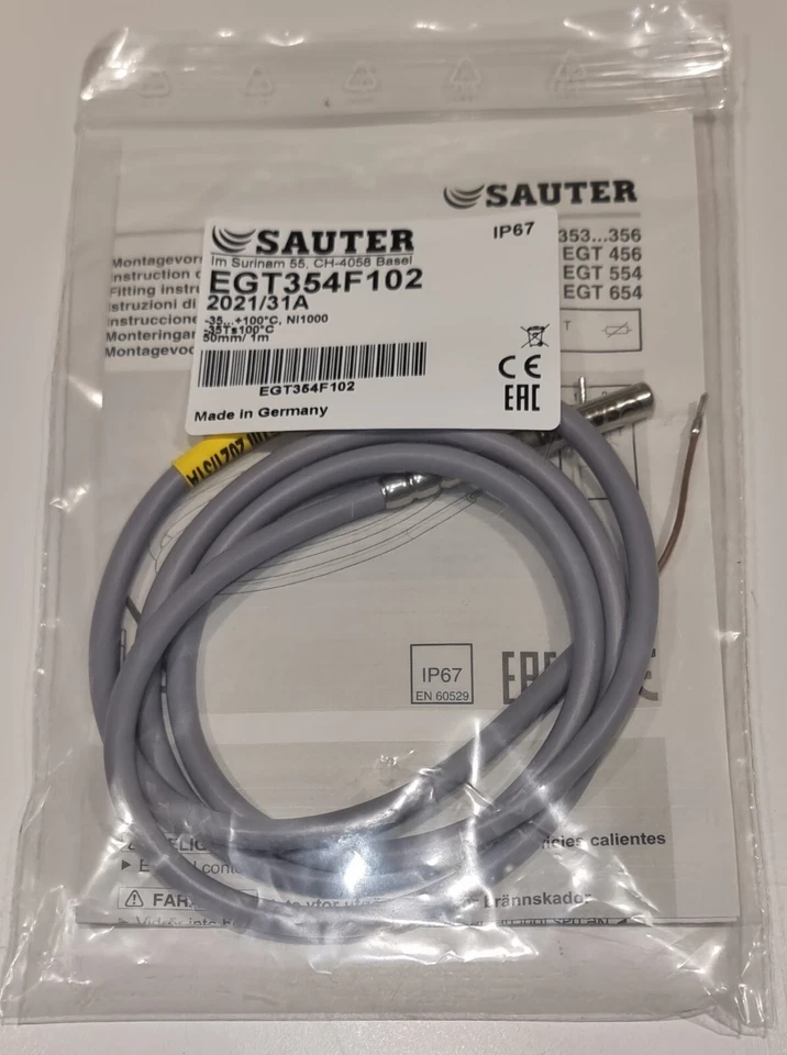 10x SAUTER EGT354F102 1m CABLE TEMPERATURE SENSOR -35 100°C Ni1000 IP67 - HVAC