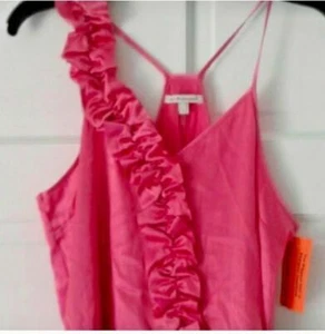 NWT $148 Seven for All Mankind Silk Ruffled Racerback Cami L A567 - Picture 1 of 4