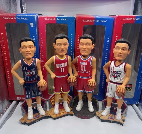4 x NBA Bobblehead Houston Rockets Yaoming Entire Career bobbleheads RARE Cover