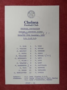 CHELSEA v HEREFORD UNITED | 1980/1981 | RESERVES | 13 DEC 1980 | UK FREEPOST - Picture 1 of 2