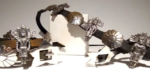 Arnold Goldstein sterling silver belt-dog collars-boot belt kachinas and Conchos - Picture 1 of 22