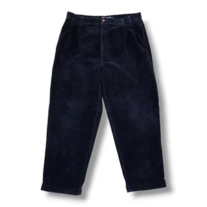 Chaps Ralph Lauren Navy Blue Corduroy Cuffed Bottoms Vintage Pants Men's 36x30 - Picture 1 of 15