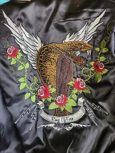 Ring Of Fire Embroidered Roses Bomber Jacket, M - Picture 1 of 5