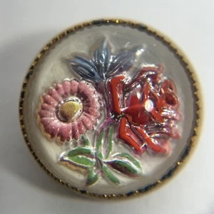 Vintage Essex Kristall Nähknopf, Blumen - Bild 1 von 8