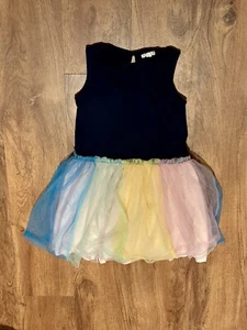 Crewcuts Girls Ruffle Tutu Tulle Dress Skirt Navy Blue Rainbow Pink Multicolor - Picture 1 of 9