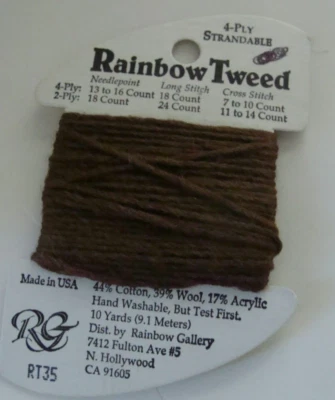 NEW Rainbow Gallery Rainbow Tweed Needlepoint Cross Stitch RT35 Brown 10yds - Image 1 of 4