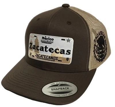 SOMBRERO PLACA DE ZACATECAS LOGO FEDERAL MÉXICO MARRÓN CAQUI 2 LOGOTIPOS MALLA CAMIONERO Foto 1 de 3