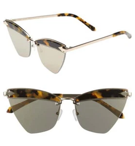 $280 Karen Walker Tortoise + Gold Sunglasses Gold Mirror Lens 59-16-145 100% UV - Picture 1 of 15