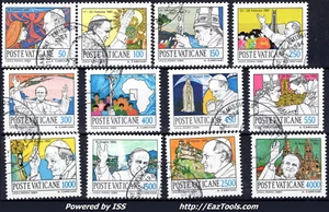 VATICAN SERIE VOYAGES DE JEAN PAUL II N° 755/766 AVEC OBLITERATION - Picture 1 of 2