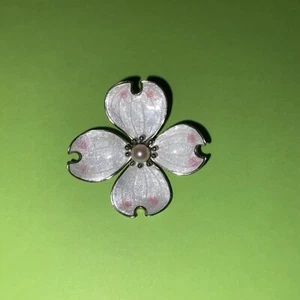 Nicole Barr Sterling Enamel Dogwood Sterling, Silver Pin - Picture 1 of 4