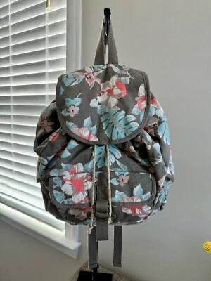 Mochila Country Floral Gris American Eagle Outfitters Nueva con Etiquetas con Flores Lona Foto 1 de 4
