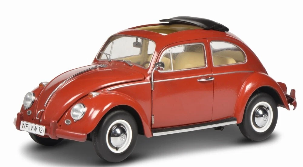 Volkswagen Käfer Cabrio Modellauto – Rot, 1/43 Maßstab, Ca. 10 Cm Lang | Metall- Und Kunststoff-Modell