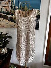 ENDLESS ROSE Revolve SEQUIN Embellished Scalloped DRESS Size Small In Taupe