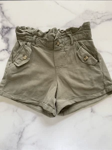 Girls cotton high rise shorts size 8 army green utility paper bag mom high waist - Picture 1 of 4