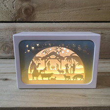 Premier Decorations LIGHT UP 16cm x 11cm PAPER DIORAMA Christmas NATIVITY SCENE