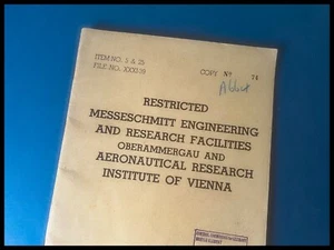 WWII restricted Messerschmitt engineering and research report Jet Propulsion Air - Picture 1 of 14
